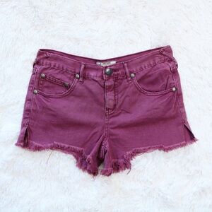 FREE PEOPLE Purple Frayed Hem Destressed Denim Shorts